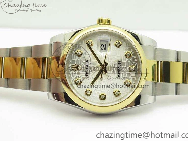 1:1 Diam 36mm SA3135 On YG SS Datejust V2 116234 Dial White Best Oyster DJF Com Bracelet Edition 0313